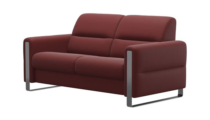 Stressless Fiona 2 Seater Sofa Steel Arm in Paloma Cherry Leather